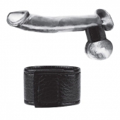 Чёрная утяжка на мошонку 1  Velcro Ball Stretcher - BlueLine - купить с доставкой в Иваново