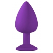 Большая фиолетовая анальная пробка Emotions Cutie Large с голубым кристаллом - 10 см. - Lola Games - купить с доставкой в Иваново
