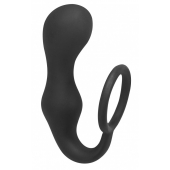 Чёрное эрекционное кольцо с анальной пробкой Double Pleasure Anal Plug - Lola Games - в Иваново купить с доставкой