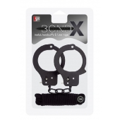 Чёрные наручники из листового металла в комплекте с веревкой BONDX METAL CUFFS LOVE ROPE SET - Dream Toys - купить с доставкой в Иваново