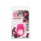 Розовое эрекционное кольцо с щеточкой LIT-UP SILICONE STIMU RING 5 - Dream Toys - в Иваново купить с доставкой