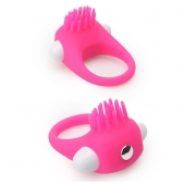 Розовое эрекционное кольцо с щеточкой LIT-UP SILICONE STIMU RING 5 - Dream Toys - в Иваново купить с доставкой