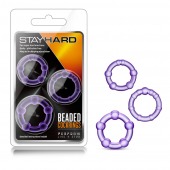 Набор из 3 фиолетовых эрекционных колец Stay Hard Beaded Cockrings - Blush Novelties - в Иваново купить с доставкой
