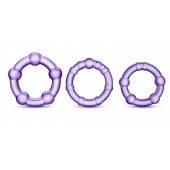 Набор из 3 фиолетовых эрекционных колец Stay Hard Beaded Cockrings - Blush Novelties - в Иваново купить с доставкой