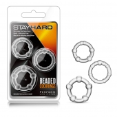 Набор из 3 прозрачных эрекционных колец Stay Hard Beaded Cockrings - Blush Novelties - в Иваново купить с доставкой