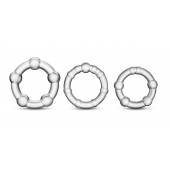 Набор из 3 прозрачных эрекционных колец Stay Hard Beaded Cockrings - Blush Novelties - в Иваново купить с доставкой