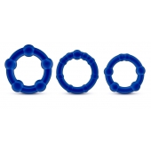 Набор из 3 синих эрекционных колец Stay Hard Beaded Cockrings - Blush Novelties - в Иваново купить с доставкой
