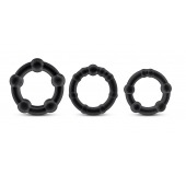 Набор из 3 чёрных эрекционных колец Stay Hard Beaded Cockrings - Blush Novelties - в Иваново купить с доставкой
