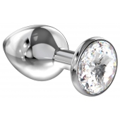 Большая серебристая анальная пробка Diamond Clear Sparkle Large с прозрачным кристаллом - 8 см. - Lola Games - купить с доставкой в Иваново