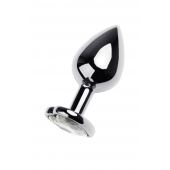 Серебристая анальная пробка с прозрачным кристаллом-сердцем - 8 см. - ToyFa - купить с доставкой в Иваново