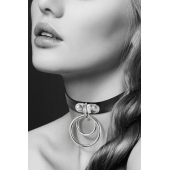 Черный чокер с двумя кольцами - Bijoux Pour Toi - купить с доставкой в Иваново