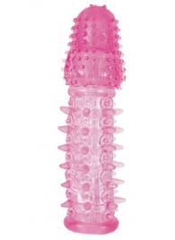 Закрытая насадка розового цвета с шипами и точками - 13,5 см. - Toyfa Basic - в Иваново купить с доставкой
