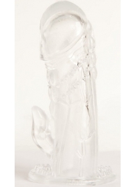 Прозрачная гелевая насадка с клиторальным отростком - 13 см. - Toyfa Basic - в Иваново купить с доставкой