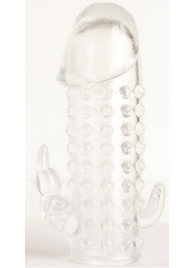 Гелевая прозрачная насадка с 2 отростками - 13 см. - Toyfa Basic - в Иваново купить с доставкой