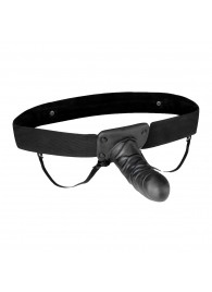 Чёрный полый страпон с вибрацией Unisex Vibrating Hollow Strap-On - 14 см. - Lux Fetish - купить с доставкой в Иваново