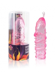 Закрытая рельефная насадка Crystal sleeve snakes в виде змеи с усиками - 14 см. - Erowoman-Eroman - в Иваново купить с доставкой