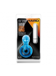 Голубое эрекционное виброкольцо 10 Function Vibrating Tongue Ring - Blush Novelties - в Иваново купить с доставкой