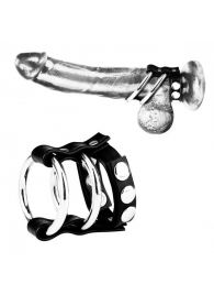 Двойное металлическое кольцо на пенис с регулируемым ремешком - BlueLine - купить с доставкой в Иваново