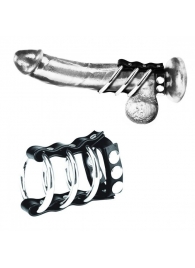 Тройное металлическое кольцо на пенис с регулируемым ремешком - BlueLine - купить с доставкой в Иваново
