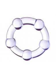 Фиолетовое эрекционное кольцо на пенис с бусинами - Штучки-дрючки - в Иваново купить с доставкой