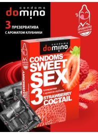 Презервативы для орального секса DOMINO Sweet Sex с ароматом клубничного коктейля  - 3 шт. - Domino - купить с доставкой в Иваново