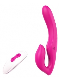 Ярко-розовый безремневой страпон REMOTE DOUBLE DIPPER - 22 см. - Dream Toys - купить с доставкой в Иваново