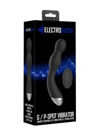 Черный гладкий вибромассажер с электростимуляцией и пультом ДУ E-Stim G/P-Spot Vibrator - 19,5 см. - Shots Media BV - купить с доставкой #SOTBIT_REGIONS_UF_V_REGION_NAME#