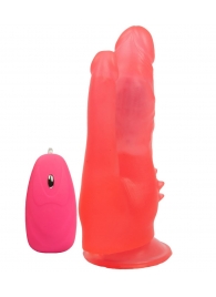 Розовый анально-вагинальный вибромассажёр на присоске - 17 см. - LOVETOY (А-Полимер)