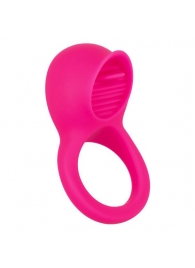 Ярко-розовое эрекционное кольцо Silicone Rechargeable Teasing Tongue Enhancer - California Exotic Novelties - в Иваново купить с доставкой