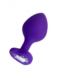 Фиолетовая анальная втулка Diamond Heart с прозрачным кристаллом - 8 см. - ToyFa - купить с доставкой в Иваново