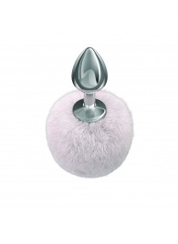 Серебристая анальная пробка с белым пушистым хвостиком Twinkle - Lola Games - купить с доставкой в Иваново