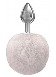 Серебристая анальная пробка с белым пушистым хвостиком Twinkle - Lola Games - купить с доставкой в Иваново