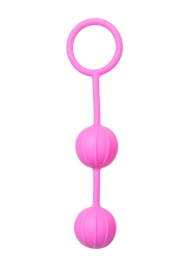 Розовые вагинальные шарики с ребрышками Roze Love Balls - Easy toys