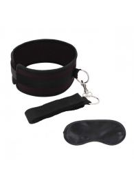 Черный ошейник с длинным поводком Collar and Leash Set - Lux Fetish - купить с доставкой в Иваново