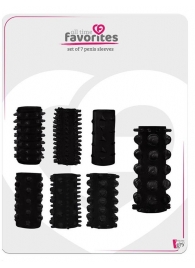 Набор из 7 черных насадок PENIS SLEEVES SET - Dream Toys - в Иваново купить с доставкой