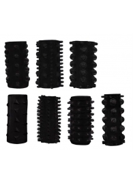 Набор из 7 черных насадок PENIS SLEEVES SET - Dream Toys - в Иваново купить с доставкой