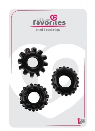 Набор из 3 черных эрекционных колец SET OF 3 COCKRINGS - Dream Toys - в Иваново купить с доставкой