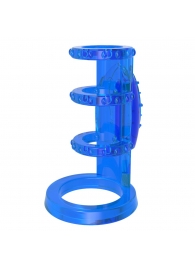 Синяя насадка-клетка с вибрацией Vibrating Cock Cage - 7,6 см. - Chisa - в Иваново купить с доставкой