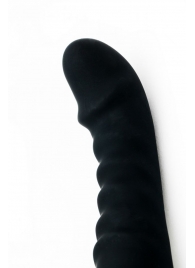 Черный изогнутый вибратор с ребрышками - 19 см. - 4sexdreaM