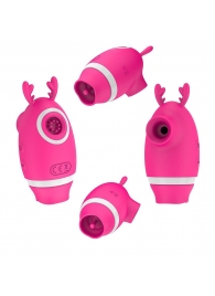 Розовый клиторальный вибромассажер с рожками - A-LOVING