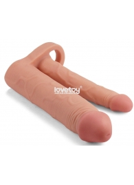 Телесная насадка для двойного проникновения Add 2 Pleasure X Tender Double Penis Sleeve - 20 см. - Lovetoy - в Иваново купить с доставкой