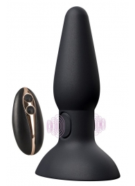 Черная анальная вибропробка с пульсацией в нижней части Thumping Anus Butt Plug - 15 см. - Orion