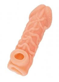 Телесная закрытая насадка с венками Cock Sleeve Size S - 13,8 см. - KOKOS - в Иваново купить с доставкой Телесная закрытая насадка с венками Cock Sleeve Size S - 13,8 см. - KOKOS - в Иваново купить с доставкой