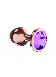 Пробка цвета розового золота с фиолетовым кристаллом Diamond Amethyst Shine S - 7,2 см. - Lola Games - купить с доставкой в Иваново