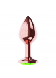 Пробка цвета розового золота с лаймовым кристаллом Diamond Emerald Shine S - 7,2 см. - Lola Games - купить с доставкой в Иваново