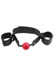 Кляп-наручники с красным шариком Breathable Ball Gag Restraint - Pipedream - купить с доставкой в Иваново