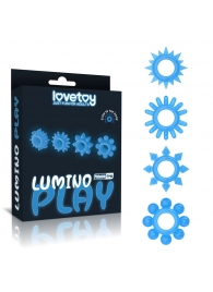 Набор из 4 голубых, светящихся в темноте эрекционных колец Lumino Play - Lovetoy - в Иваново купить с доставкой