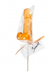Оранжевый леденец в форме пениса со вкусом аморетто - Sosuчki - купить с доставкой в Иваново