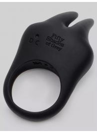 Черное эрекционное виброкольцо Sensation Rechargeable Vibrating Rabbit Love Ring - Fifty Shades of Grey - в Иваново купить с доставкой