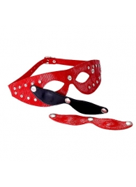 Красная кожаная маска со съёмными шорами - Sitabella - купить с доставкой в Иваново
